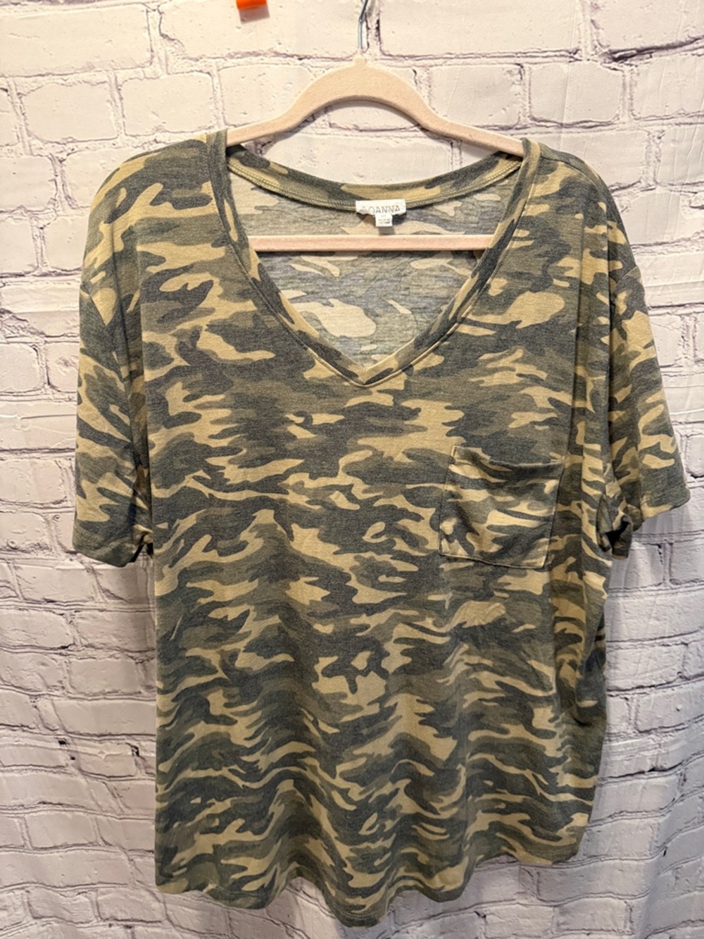 Olive & Khaki Camo V-Neck Pocket Tee